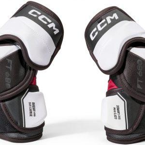 CCM Mens Hockey Elbow Pads White Black Plastic-0